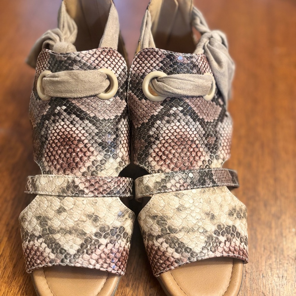 Comfort view by Annika Multi-Tone Snakeskin Sandals